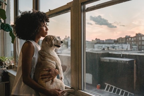 woman and her dog in one of the best places in California for dog owners