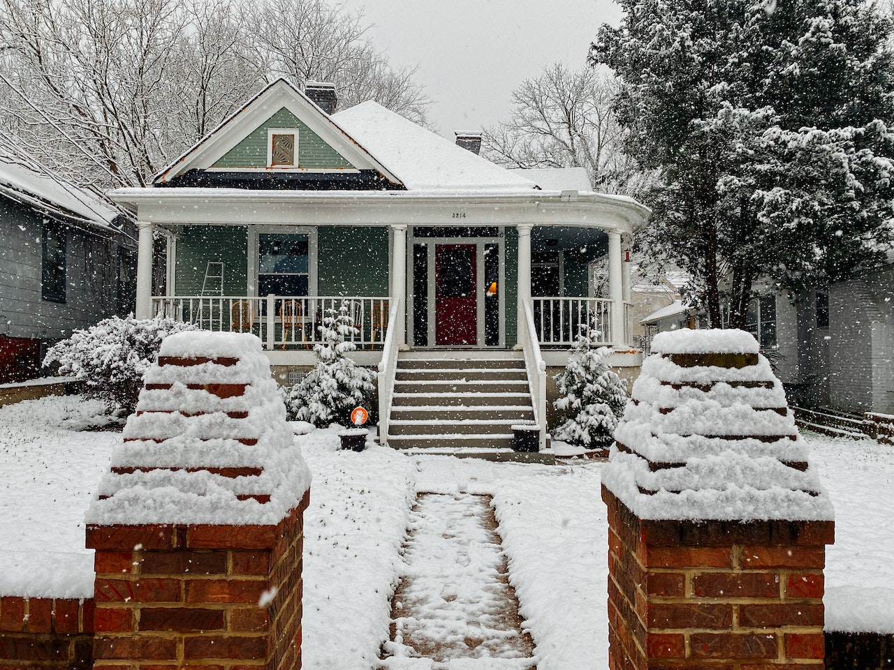 A house buried in snow.