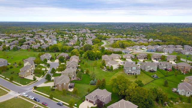 Aerial view of a neighborhood.