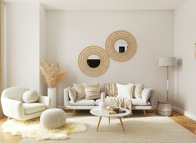 A beige room.