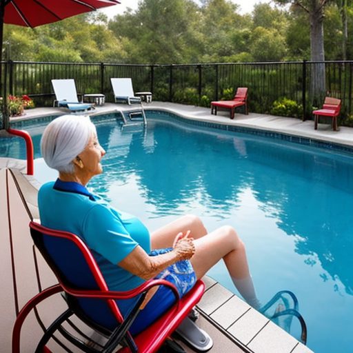 Women sitting by a pool